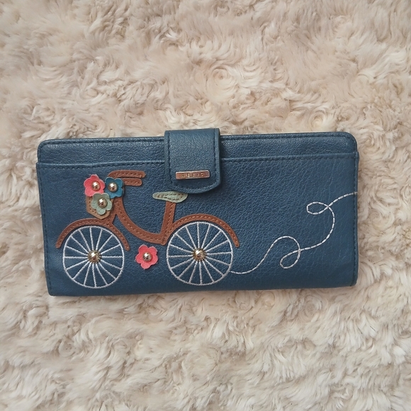 Relic Handbags - 💎 RELIC Womrn's Blue Bicycle Appliqué Women's Wallet - Floral Accent